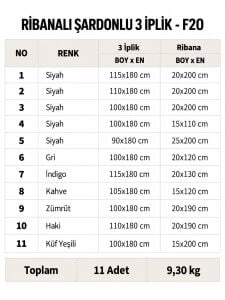 Ribanalı Şardonlu 3 İplik Kumaş Seti - 11 adet