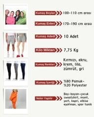 3 İplik Penye Kumaş Seti, Boyları 100-110 cm arası 10 adet