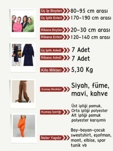 Ribanalı Şardonlu 3 İplik Kumaş Seti, Boyları 80-95 cm arası 7 adet