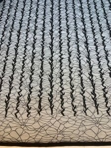 Nakış İşleme Yapıştırma Sim Detaylı Likralı Dantel Kumaş - Siyah