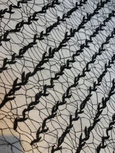 Nakış İşleme Yapıştırma Sim Detaylı Likralı Dantel Kumaş - Siyah