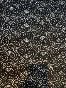 Siyah Dantel Kumaş Girdap Desenli - Tok ve Dökümlü