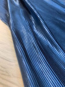 Piliseli Saten Kumaş Saten İndigo Mavi - Parlak ve Dökümlü