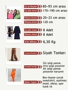 Ribanalı 3 İplik Kumaş Seti, Boyları 80-85 cm arası 8 adet