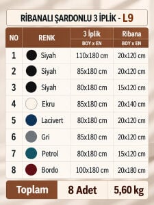 Ribanalı Şardonlu 3 İplik Kumaş Seti - 8 Adet