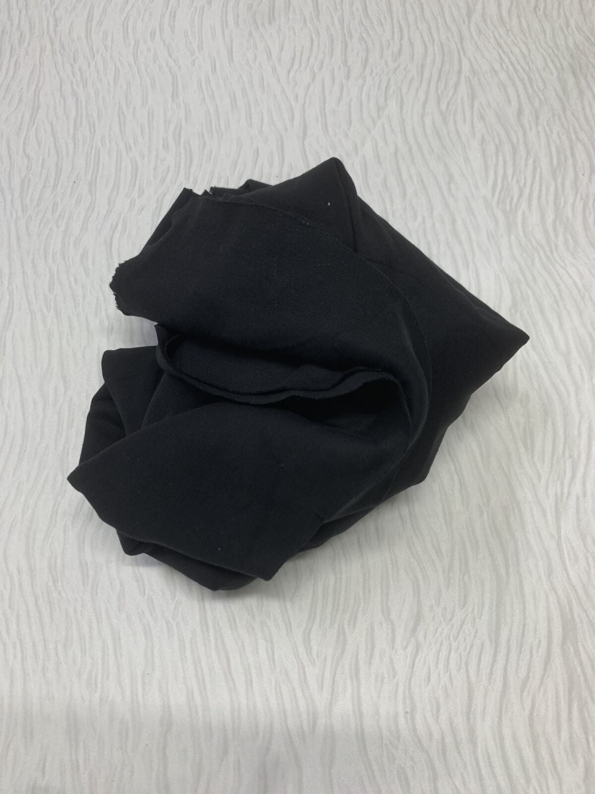 İnce Ribana Kumaş - Parça 115x180 cm - Siyah