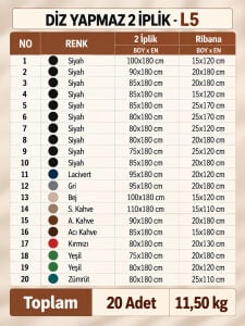 Ribanalı Diz Yapmaz 2 İplik Seti - 20 Adet