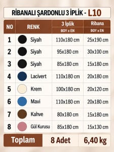 Ribanalı Şardonlu 3 İplik Kumaş Seti - 8 Adet