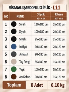 Ribanalı Şardonlu 3 İplik Kumaş Seti - 8 Adet
