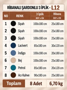 Ribanalı Şardonlu 3 İplik Kumaş Seti - 8 Adet