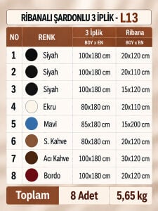Ribanalı Şardonlu 3 İplik Kumaş Seti - 8 Adet