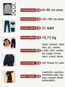 10,75 kg Ribana Kumaş Seti, Boyları 40-80 cm Arası 23 Adet