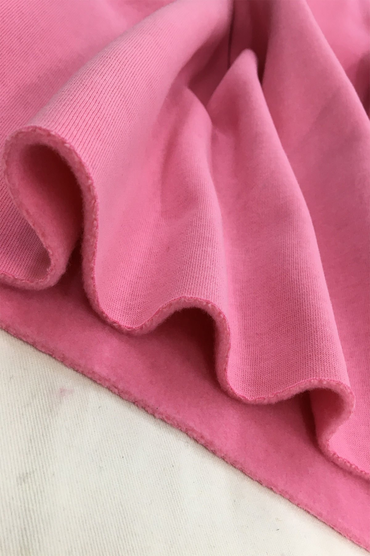 Pembe Şardonlu 3 İplik Penye Kumaş En:155 cm