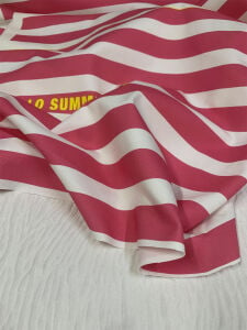 Pembe Beyaz Çizgili  Duck Kumaş