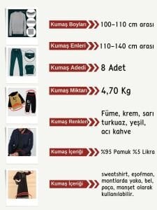 Ribana Fitilli Kumaş Seti, Boyları 100-110 cm arası 8 adet