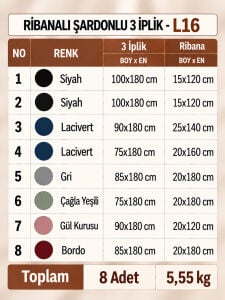 Ribanalı Şardonlu 3 İplik Kumaş Seti - 8 Adet