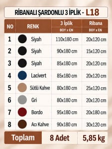 Ribanalı Şardonlu 3 İplik Kumaş Seti - 8 Adet
