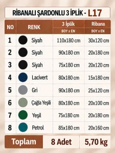 Ribanalı Şardonlu 3 İplik Kumaş Seti - 8 Adet