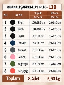 Ribanalı Şardonlu 3 İplik Kumaş Seti - 8 Adet