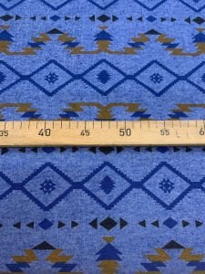 Pazen Benzeri, Etnik Desenli Mavi Kışlık Kumaş - Hafif Şardonlu
