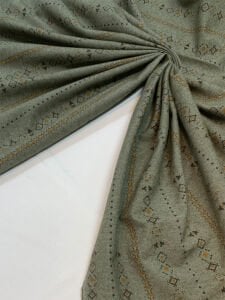 Pazen Benzeri, Otantik Desenli Haki Kışlık Kumaş - Hafif Şardonlu