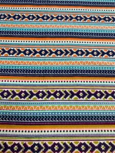 Pazen Benzeri, Otantik Desenli Turuncu-Lacivert Kışlık Kumaş - Hafif Şardonlu