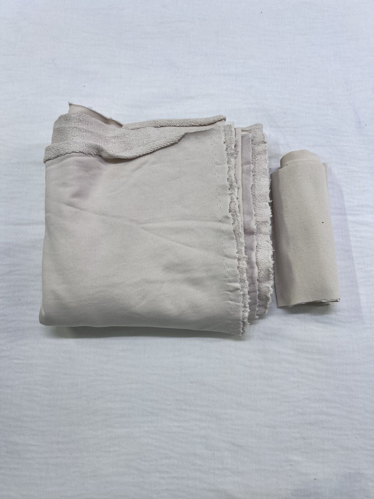 Ribanalı 3 İplik Kumaş, Parça 90x180 cm - Krem