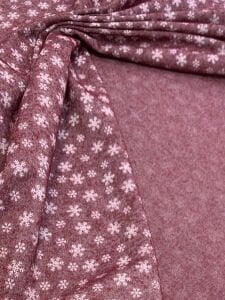 Pazen Benzeri, Kar Tanesi Desenli Bordo Kışlık Kumaş - Hafif Şardonlu