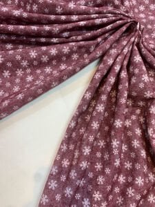 Pazen Benzeri, Kar Tanesi Desenli Bordo Kışlık Kumaş - Hafif Şardonlu