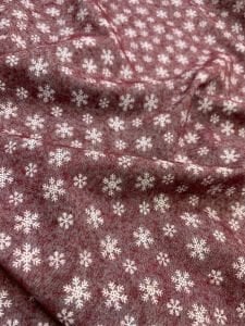 Pazen Benzeri, Kar Tanesi Desenli Bordo Kışlık Kumaş - Hafif Şardonlu