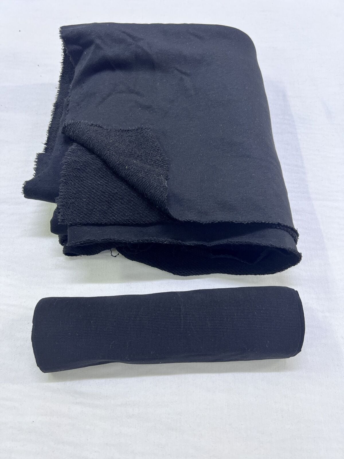 Ribanalı 3 İplik Kumaş, Parça 100x180 cm - Siyah
