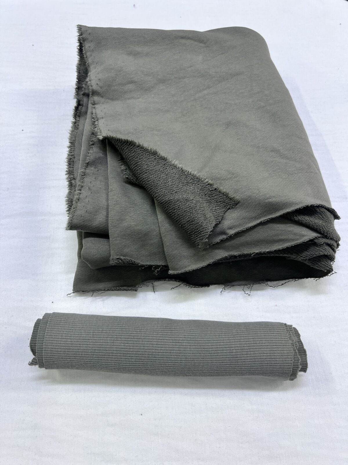 Ribanalı 3 İplik Kumaş, Parça 120x180 cm - Küf Yeşili