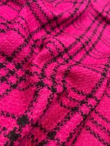 Fuşya Siyah Ekose Şanel Kumaş – Ceketlik & Takımlık