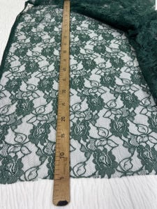 Zümrüt Yeşili Dantel Kumaş İnce - Çiçek Desenli