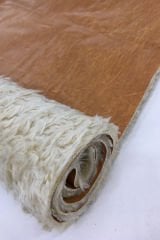 Kürk Astarlı Açık Kahve Deri Kumaş