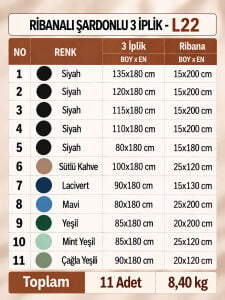 Ribanalı Şardonlu 3 İplik Kumaş Seti - 11 Adet