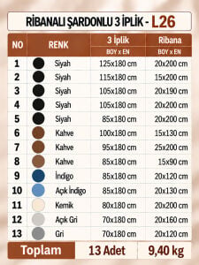 Ribanalı Şardonlu 3 İplik Kumaş Seti - 13 Adet
