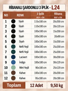 Ribanalı Şardonlu 3 İplik Kumaş Seti - 12 Adet