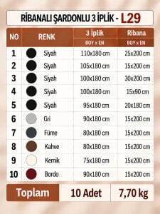 Ribanalı Şardonlu 3 İplik Kumaş Seti - 10 Adet