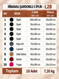 Ribanalı Şardonlu 3 İplik Kumaş Seti - 10 Adet