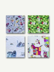 4 adet Poplin Kumaş Desenli, Parça 30x35 cm - Patchwork Kumaşları