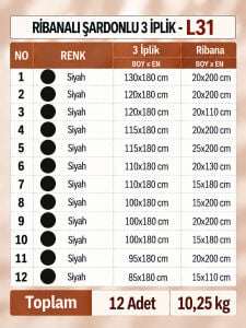 Ribanalı Şardonlu 3 İplik Kumaş Seti - 12 Adet