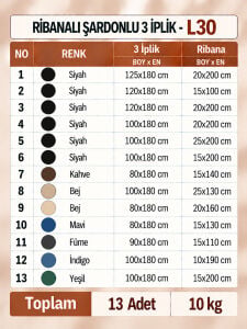 Ribanalı Şardonlu 3 İplik Kumaş Seti - 13 Adet