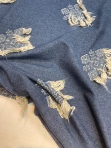 Kışlık Hafif Şardonlu Saçaklı Kumaş – İndigo Bej