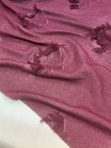 Kışlık Hafif Şardonlu Saçaklı Kumaş – Bordo