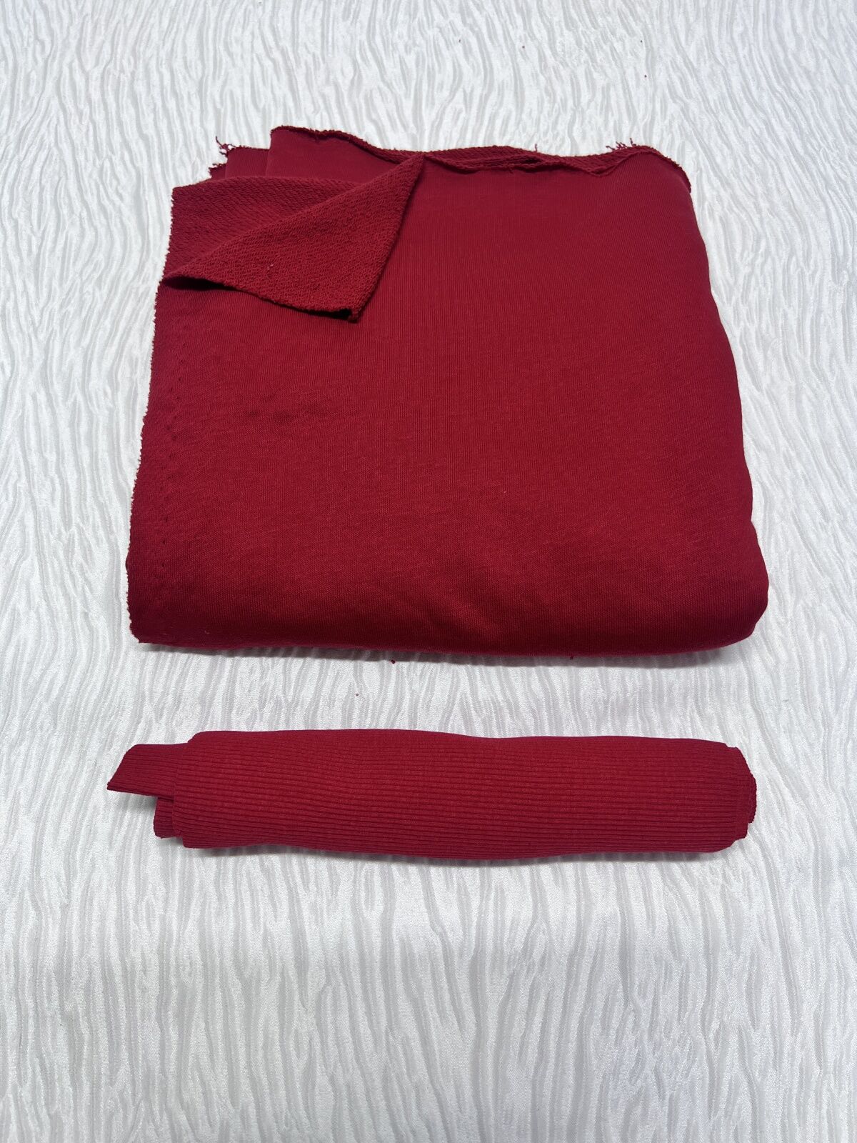 Ribanalı 3 İplik Kumaş, Parça 85x180 cm - Kırmızı