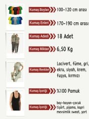 Süprem Kumaş Penye Seti, Boyları 100-120 cm arası 18 adet