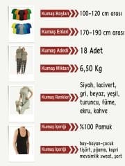Süprem Kumaş Penye Seti, Boyları 100-120 cm arası 18 adet