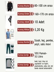 İnce Ribana Esnek Penye Kumaş Seti, Boyları 80-100 cm arası 10 adet