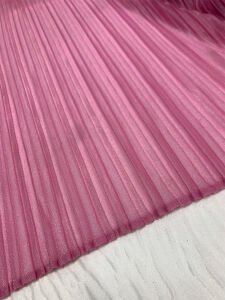 Pembe Işıltılı Piliseli Tül Kumaş